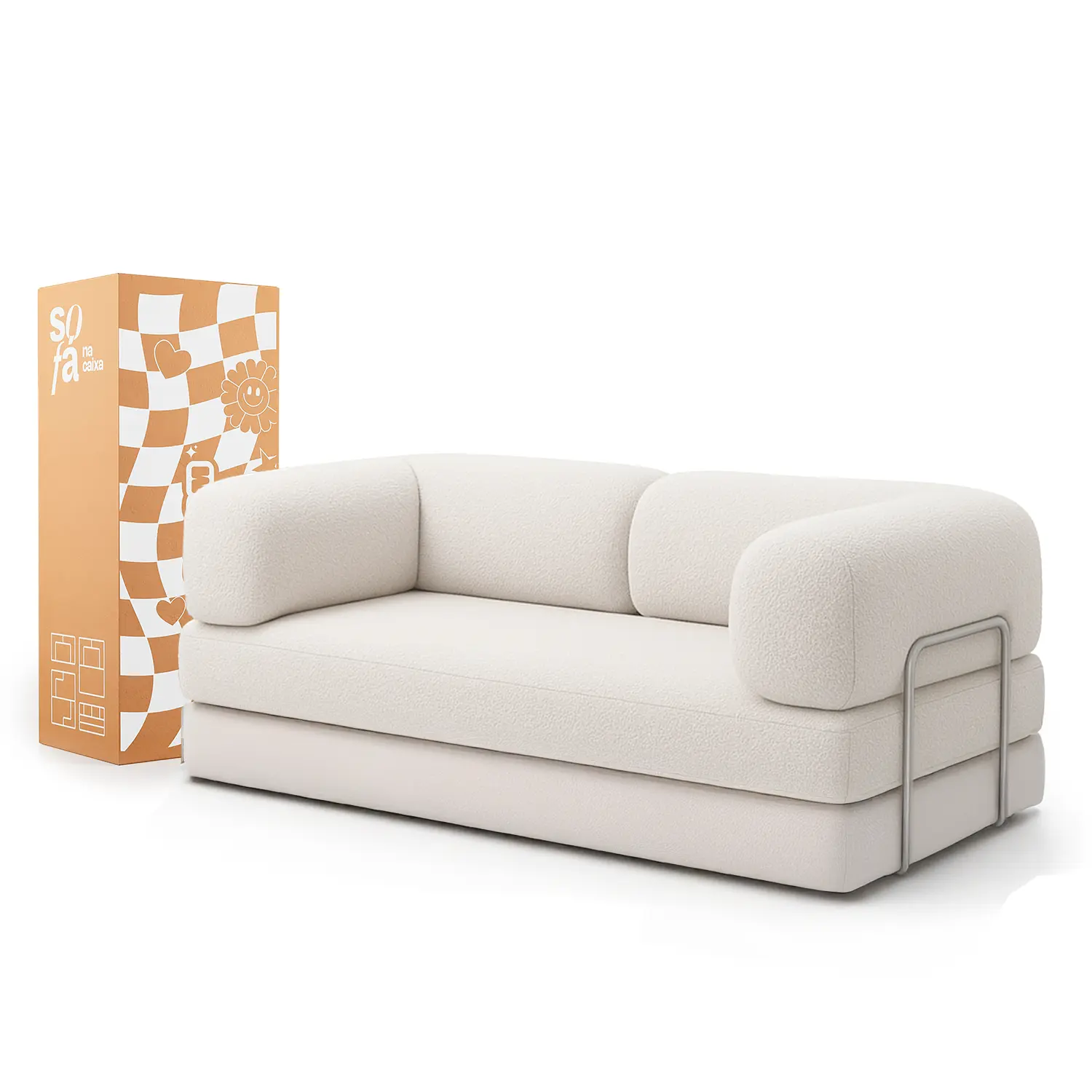 Sofá Cama Bouclé Linho